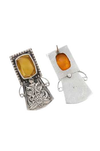 Buy Sangeeta Boochra Yellow Hydro Stone Geometric Peacock Earrings Online at Aza Fashions Buy_Sangeeta Boochra_Yellow Hydro Stone Geometric Peacock Earrings _Online_at_Aza_Fashions