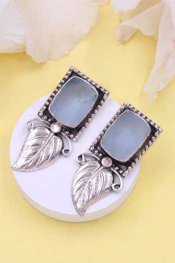 Buy Sangeeta Boochra Silver Plated Stones Hydro Leaf Design Earrings at Aza Fashions Buy_Sangeeta Boochra_Silver Plated Stones Hydro Leaf Design Earrings _at_Aza_Fashions