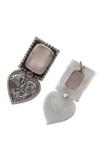 Buy Sangeeta Boochra Pink Peacock Carved Silver Earrings Online at Aza Fashions Buy_Sangeeta Boochra_Pink Peacock Carved Silver Earrings _Online_at_Aza_Fashions