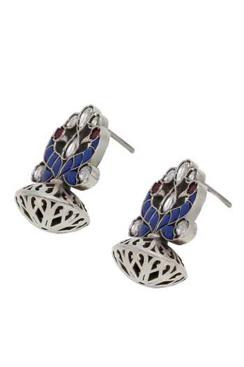 Sangeeta Boochra Blue Pearls, Stones Kundan Drop Earrings Online at Aza Fashions Sangeeta Boochra_Blue Pearls, Stones Kundan Drop Earrings _Online_at_Aza_Fashions