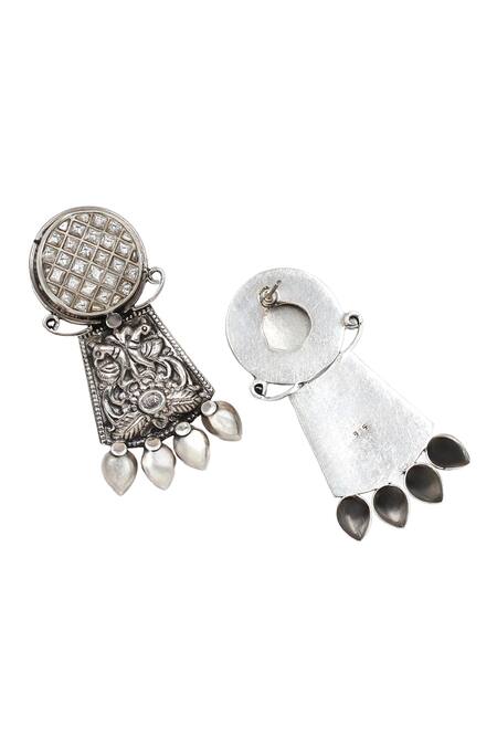 Sangeeta Boochra Silver Plated Floral Kundan Embellished Earrings Online at Aza Fashions Sangeeta Boochra_Silver Plated Floral Kundan Embellished Earrings _Online_at_Aza_Fashions