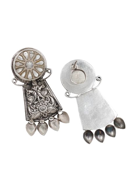 Sangeeta Boochra Silver Plated Kundan Studded Danglers Online at Aza Fashions Sangeeta Boochra_Silver Plated Kundan Studded Danglers _Online_at_Aza_Fashions