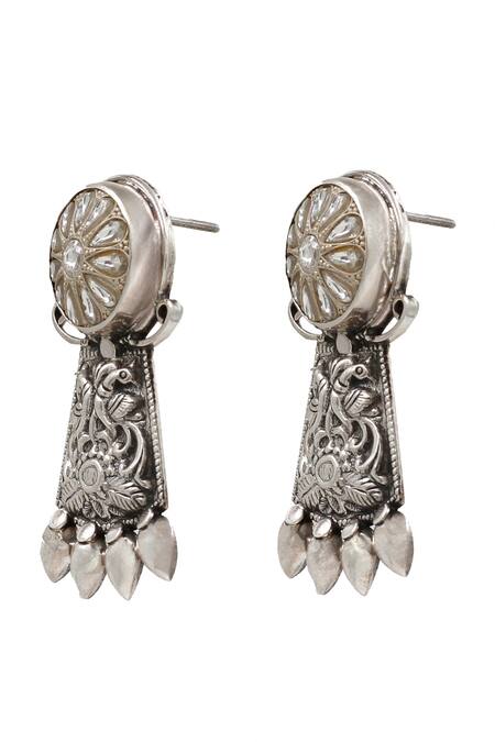 Buy Sangeeta Boochra Silver Plated Kundan Studded Danglers Online at Aza Fashions Buy_Sangeeta Boochra_Silver Plated Kundan Studded Danglers _Online_at_Aza_Fashions