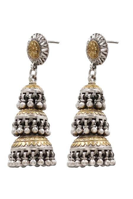 Buy Sangeeta Boochra Gold Plated Ghunghroo Carved Layered Jhumkas Online at Aza Fashions Buy_Sangeeta Boochra_Gold Plated Ghunghroo Carved Layered Jhumkas _Online_at_Aza_Fashions