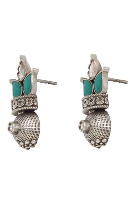 Sangeeta Boochra Silver Plated Stones Paisley Hydro Studded Earrings Online at Aza Fashions Sangeeta Boochra_Silver Plated Stones Paisley Hydro Studded Earrings _Online_at_Aza_Fashions
