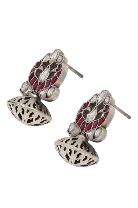 Buy Sangeeta Boochra Pink Stones Hydro Embellished Earrings Online at Aza Fashions Buy_Sangeeta Boochra_Pink Stones Hydro Embellished Earrings _Online_at_Aza_Fashions