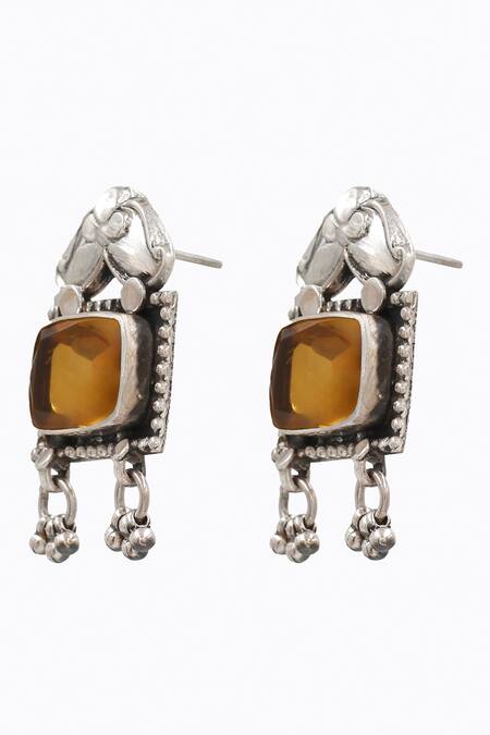 Buy Sangeeta Boochra Yellow Gota Patti Floral Quartz Danglers With Ghunghroo Online at Aza Fashions Buy_Sangeeta Boochra_Yellow Gota Patti Floral Quartz Danglers With Ghunghroo _Online_at_Aza_Fashions