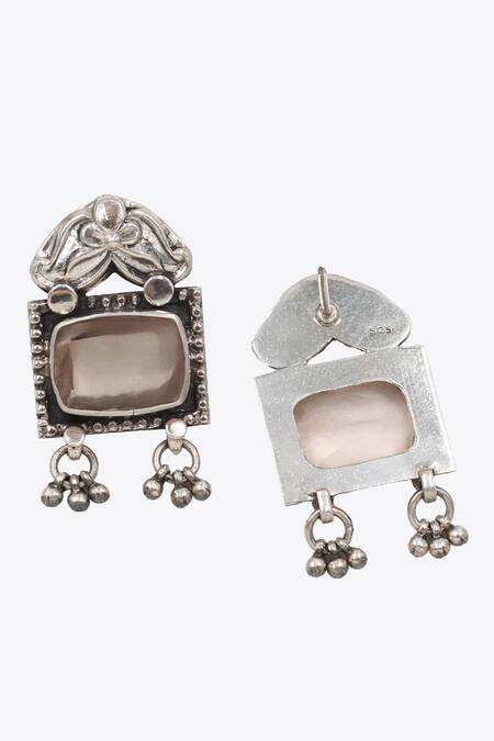 Sangeeta Boochra Pink Floral Quartz Danglers Online at Aza Fashions Sangeeta Boochra_Pink Floral Quartz Danglers _Online_at_Aza_Fashions