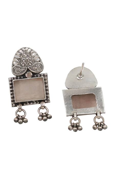 Sangeeta Boochra Silver Plated Floral Quartz Dangler Earrings Online at Aza Fashions Sangeeta Boochra_Silver Plated Floral Quartz Dangler Earrings _Online_at_Aza_Fashions