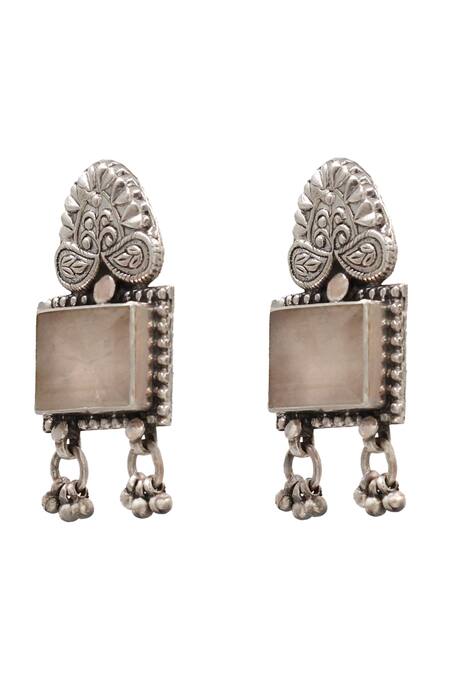 Buy Sangeeta Boochra Silver Plated Floral Quartz Dangler Earrings Online at Aza Fashions Buy_Sangeeta Boochra_Silver Plated Floral Quartz Dangler Earrings _Online_at_Aza_Fashions