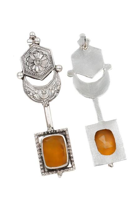 Shop Sangeeta Boochra Silver Plated Stones Hydro Geometric Earrings Online at Aza Fashions Shop_Sangeeta Boochra_Silver Plated Stones Hydro Geometric Earrings _Online_at_Aza_Fashions