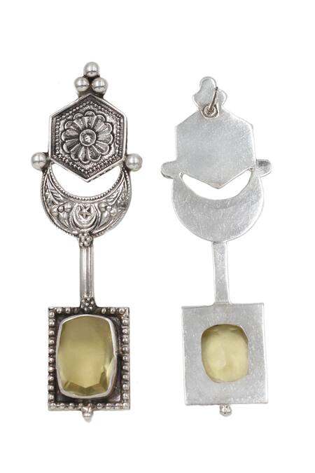 Buy_Sangeeta Boochra_Silver Plated Stones Geometric Hydro Earrings _Online_at_Aza_Fashions