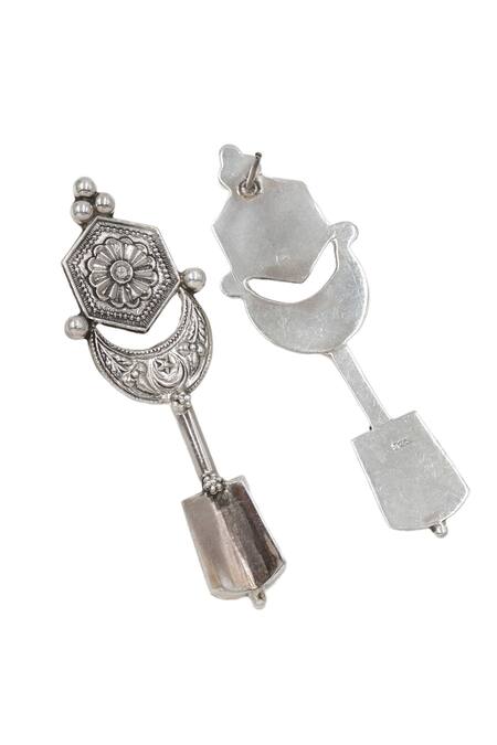 Buy Sangeeta Boochra Silver Plated Floral Geometric Carved Earrings Online at Aza Fashions Buy_Sangeeta Boochra_Silver Plated Floral Geometric Carved Earrings _Online_at_Aza_Fashions