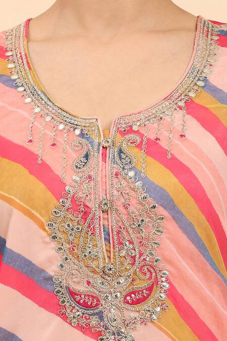 Buy Mamicha Multi Color Cotton Sequins, Multicolor Diagonal Print Kurta Palazzo Set Buy_Mamicha_Multi Color Cotton Sequins, Multicolor Diagonal Print Kurta Palazzo Set