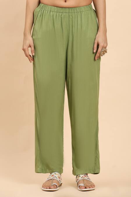 Mamicha_Green Cotton Embroidery Round Neck Polka Dot Printed Kurta Set With Dupatta_Online_at_Aza_Fashions