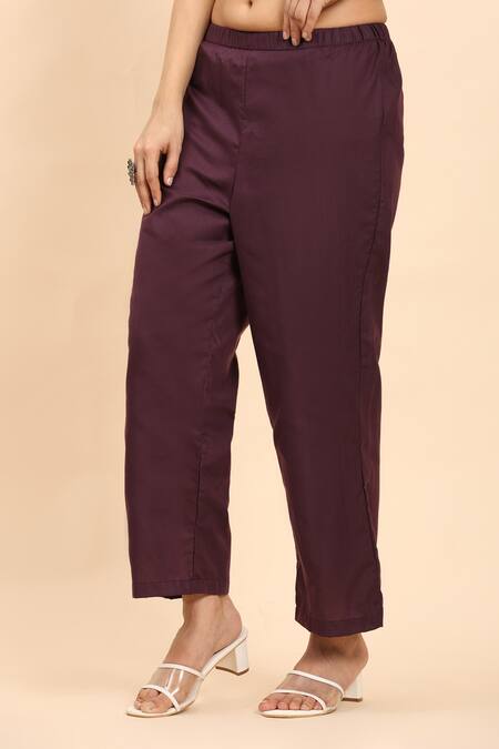 Mamicha Purple Cotton Embroidery Round Neck Floral Thread Kurta Set Online at Aza Fashions Mamicha_Purple Cotton Embroidery Round Neck Floral Thread Kurta Set_Online_at_Aza_Fashions