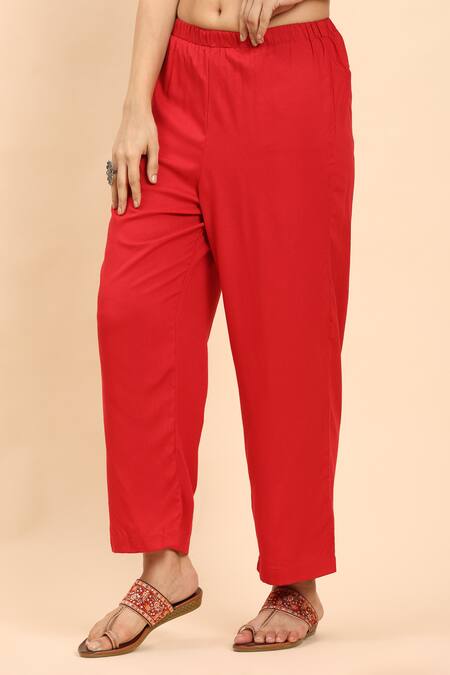 Buy Mamicha Red Cotton Embroidery Round Neck Thread Work Kurta Set Online at Aza Fashions Buy_Mamicha_Red Cotton Embroidery Round Neck Thread Work Kurta Set_Online_at_Aza_Fashions