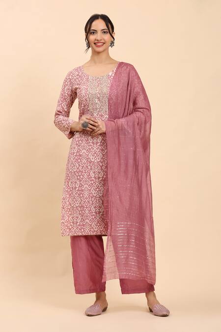 Buy Mamicha Pink Cotton, Chiffon Embroidery, Sequins Round Neck Paisley Kurta And Palazzo Set Online at Aza Fashions Buy_Mamicha_Pink Cotton, Chiffon Embroidery, Sequins Round Neck Paisley Kurta And Palazzo Set_Online_at_Aza_Fashions