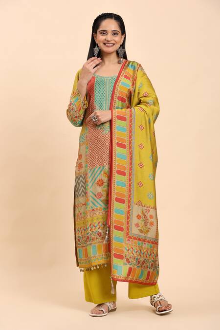 Buy Mamicha Multi Color Cotton Stones, Embroidery Round Floral Geometric Print Kurta Set Online at Aza Fashions Buy_Mamicha_Multi Color Cotton Stones, Embroidery Round Floral Geometric Print Kurta Set_Online_at_Aza_Fashions
