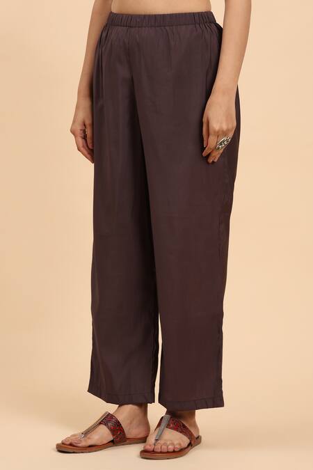 Mamicha Brown Cotton Zari, Embroidery Round Neck Floral Paisley Kurta Set Online at Aza Fashions Mamicha_Brown Cotton Zari, Embroidery Round Neck Floral Paisley Kurta Set_Online_at_Aza_Fashions