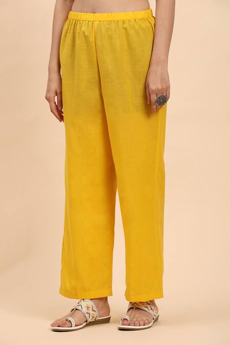 Buy_Mamicha_Multi Color Cotton Embroidery Round Neck Floral Bloom Print Kurta Palazzo Set_Online_at_Aza_Fashions