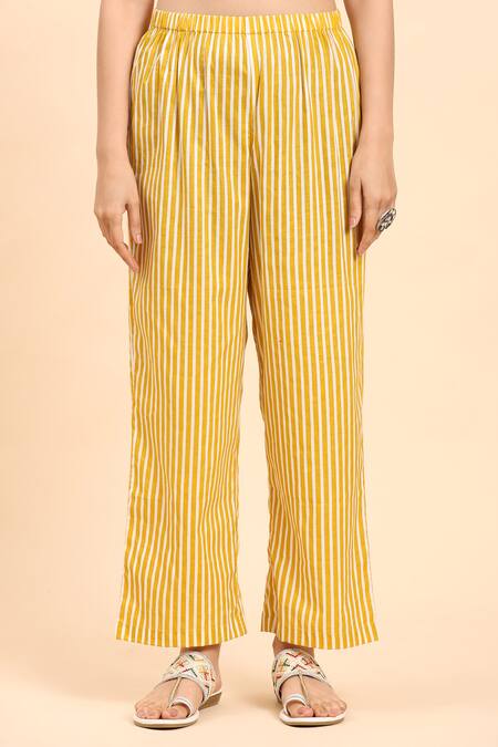 Mamicha Yellow Cotton V-neck Floral Print Kurta Set Online at Aza Fashions Mamicha_Yellow Cotton V-neck Floral Print Kurta Set_Online_at_Aza_Fashions