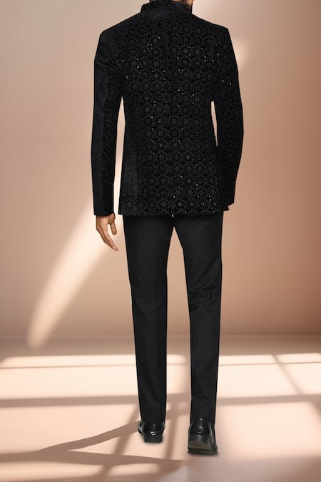 Arihant Rai Sinha Black Thread Embroidered Prince Coat Set 