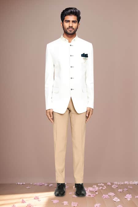 Buy Arihant Rai Sinha Beige Terrycloth, Rayon Embroidered Neck Prince Coat And Pant Set Online at Aza Fashions Buy_Arihant Rai Sinha_Beige Terrycloth, Rayon Embroidered Neck Prince Coat And Pant Set _Online_at_Aza_Fashions