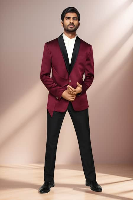 Aryavir Malhotra Maroon Blazer & Pant Set 