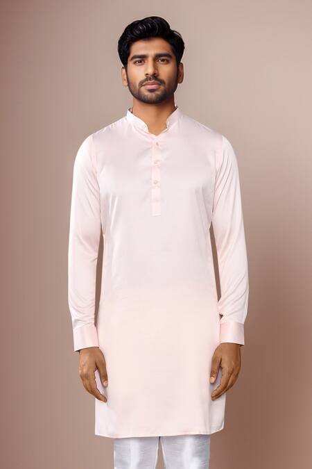 Arihant Rai Sinha_Pink Satin, Silk, Cotton Kurta Set _Online_at_Aza_Fashions