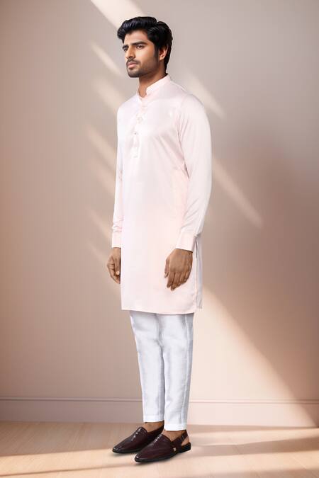 Arihant Rai Sinha_Pink Satin, Silk, Cotton Kurta Set _at_Aza_Fashions