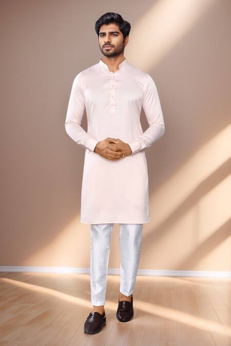 Buy_Arihant Rai Sinha_Pink Satin, Silk, Cotton Kurta Set 