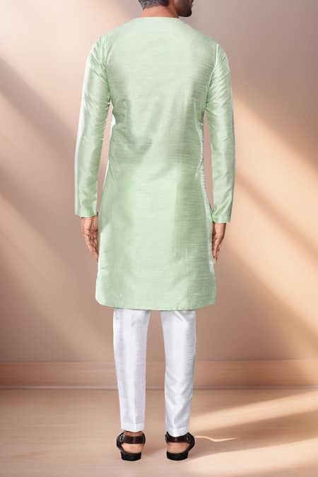 Shop Arihant Rai Sinha Green Silk Mint Asymmetric Kurta Set at Aza Fashions Shop_Arihant Rai Sinha_Green Silk Mint Asymmetric Kurta Set _at_Aza_Fashions