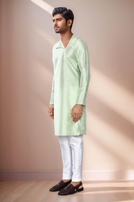 Buy Arihant Rai Sinha Green Silk Mint Asymmetric Kurta Set Online at Aza Fashions Buy_Arihant Rai Sinha_Green Silk Mint Asymmetric Kurta Set _Online_at_Aza_Fashions