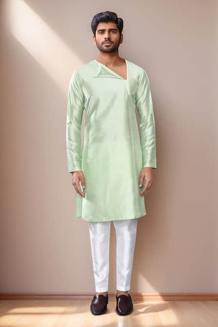 Arihant Rai Sinha Green Silk Mint Asymmetric Kurta Set at Aza Fashions Arihant Rai Sinha_Green Silk Mint Asymmetric Kurta Set _at_Aza_Fashions