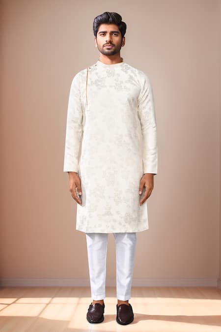 Arihant Rai Sinha Cream Jacquard, Silk Abstract Woven Kurta Set Online at Aza Fashions Arihant Rai Sinha_Cream Jacquard, Silk Abstract Woven Kurta Set _Online_at_Aza_Fashions
