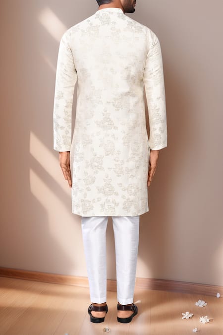 Shop Arihant Rai Sinha Cream Jacquard, Silk Abstract Woven Kurta Set at Aza Fashions Shop_Arihant Rai Sinha_Cream Jacquard, Silk Abstract Woven Kurta Set _at_Aza_Fashions
