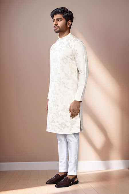 Buy Arihant Rai Sinha Cream Jacquard, Silk Abstract Woven Kurta Set Online at Aza Fashions Buy_Arihant Rai Sinha_Cream Jacquard, Silk Abstract Woven Kurta Set _Online_at_Aza_Fashions