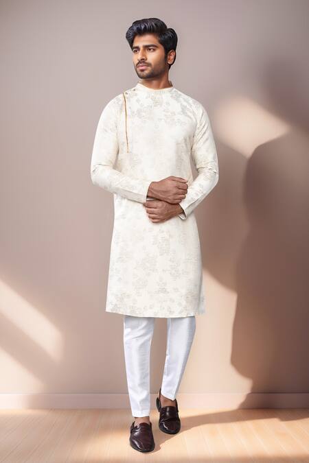 Shop Arihant Rai Sinha Cream Jacquard, Silk Abstract Woven Kurta Set Online at Aza Fashions Shop_Arihant Rai Sinha_Cream Jacquard, Silk Abstract Woven Kurta Set _Online_at_Aza_Fashions