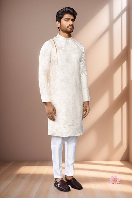 Buy Arihant Rai Sinha Cream Jacquard, Silk Abstract Woven Kurta Set Buy_Arihant Rai Sinha_Cream Jacquard, Silk Abstract Woven Kurta Set