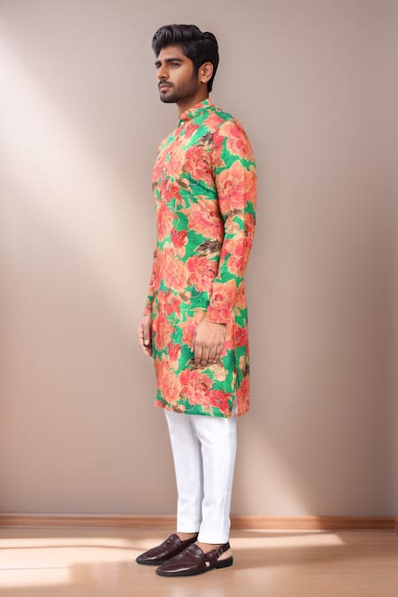 Buy Arihant Rai Sinha Green Modal, Silk Floral Printed Kurta Set Online at Aza Fashions Buy_Arihant Rai Sinha_Green Modal, Silk Floral Printed Kurta Set _Online_at_Aza_Fashions