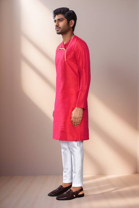 Buy Arihant Rai Sinha Pink Silk, Cotton Asymmetric Plain Kurta Set Online at Aza Fashions Buy_Arihant Rai Sinha_Pink Silk, Cotton Asymmetric Plain Kurta Set _Online_at_Aza_Fashions