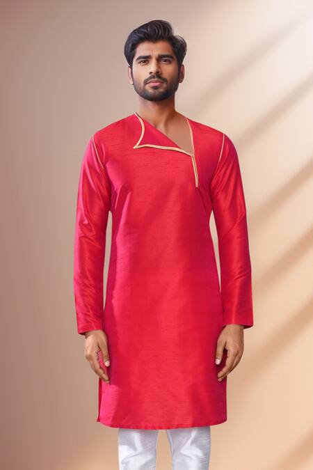 Shop Arihant Rai Sinha Pink Silk, Cotton Asymmetric Plain Kurta Set Online at Aza Fashions Shop_Arihant Rai Sinha_Pink Silk, Cotton Asymmetric Plain Kurta Set _Online_at_Aza_Fashions
