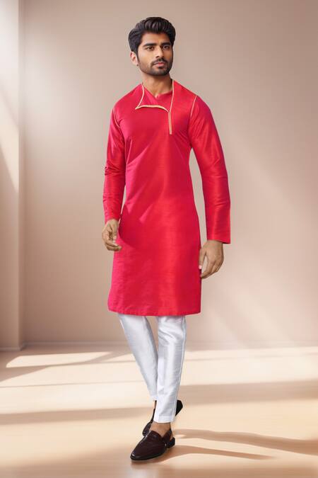 Arihant Rai Sinha Pink Silk, Cotton Asymmetric Plain Kurta Set at Aza Fashions Arihant Rai Sinha_Pink Silk, Cotton Asymmetric Plain Kurta Set _at_Aza_Fashions