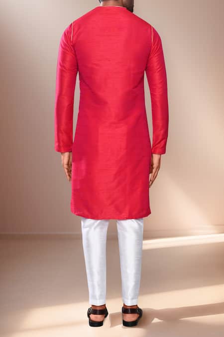 Shop Arihant Rai Sinha Pink Silk, Cotton Asymmetric Plain Kurta Set at Aza Fashions Shop_Arihant Rai Sinha_Pink Silk, Cotton Asymmetric Plain Kurta Set _at_Aza_Fashions