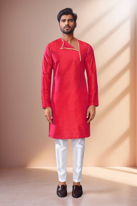 Buy Arihant Rai Sinha Pink Silk, Cotton Asymmetric Plain Kurta Set Buy_Arihant Rai Sinha_Pink Silk, Cotton Asymmetric Plain Kurta Set