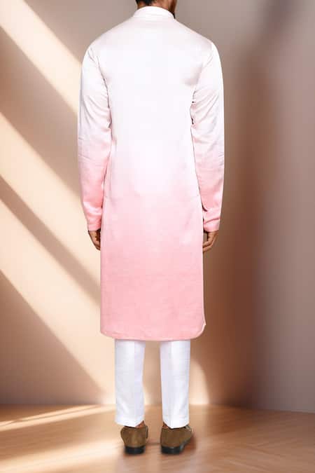 Shop Arihant Rai Sinha Pink Satin, Silk Ombre Kurta Set at Aza Fashions Shop_Arihant Rai Sinha_Pink Satin, Silk Ombre Kurta Set _at_Aza_Fashions