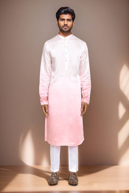 Shop Arihant Rai Sinha Pink Satin, Silk Ombre Kurta Set Online at Aza Fashions Shop_Arihant Rai Sinha_Pink Satin, Silk Ombre Kurta Set _Online_at_Aza_Fashions