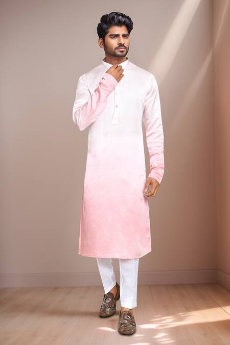 Buy Arihant Rai Sinha Pink Satin, Silk Ombre Kurta Set Buy_Arihant Rai Sinha_Pink Satin, Silk Ombre Kurta Set