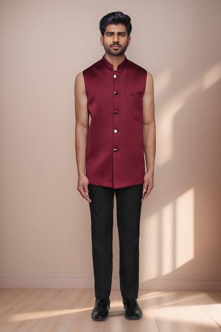 Buy Arihant Rai Sinha Maroon Jacquard, Terrycloth Geometric Woven Bandhgala Set Online at Aza Fashions Buy_Arihant Rai Sinha_Maroon Jacquard, Terrycloth Geometric Woven Bandhgala Set _Online_at_Aza_Fashions